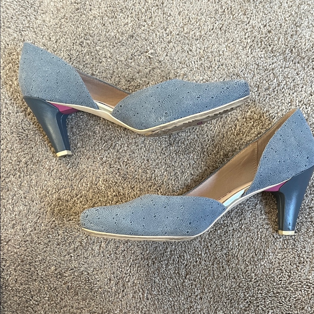 Pebble-textured light blue TSUBO pumps sz9.5 d’orsay skid proof made for comfort - Picture 2 of 10